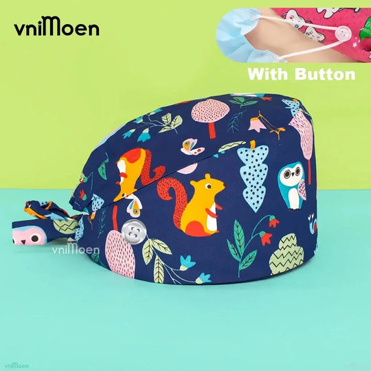 Gorros quirúrgicos médicos para gatos, gorro sanitario Bouffant Floral con banda para el sudor, estampado de dibujos animados, gorros de enfermería MedSurgery Store For Digital Health