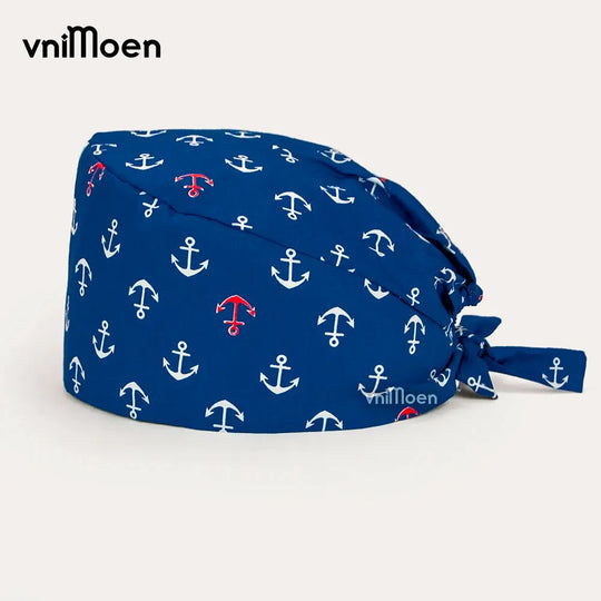 Vnimoen-gorro quirúrgico ajustable Unisex, gorra de enfermera con estampado, serie Azul, precio al por mayor MedSurgery Store For Digital Health
