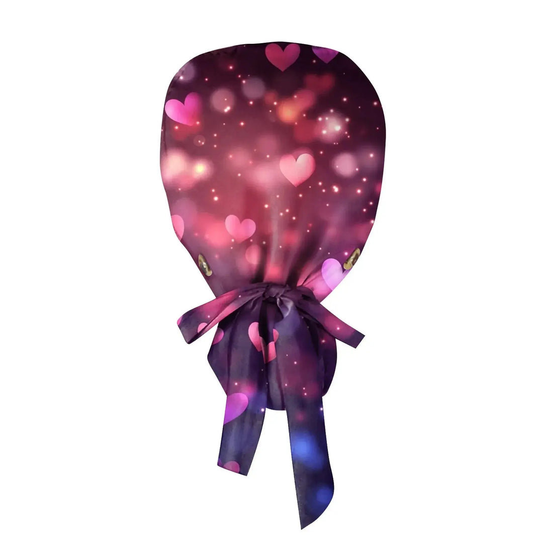 Gorro quirúrgico a prueba de polvo con botón, gorro de trabajo con estampado romántico a la moda, gorro informal con cola de caballo para mujer, gorros de enfermería ajustables MedSurgery Store For Digital Health