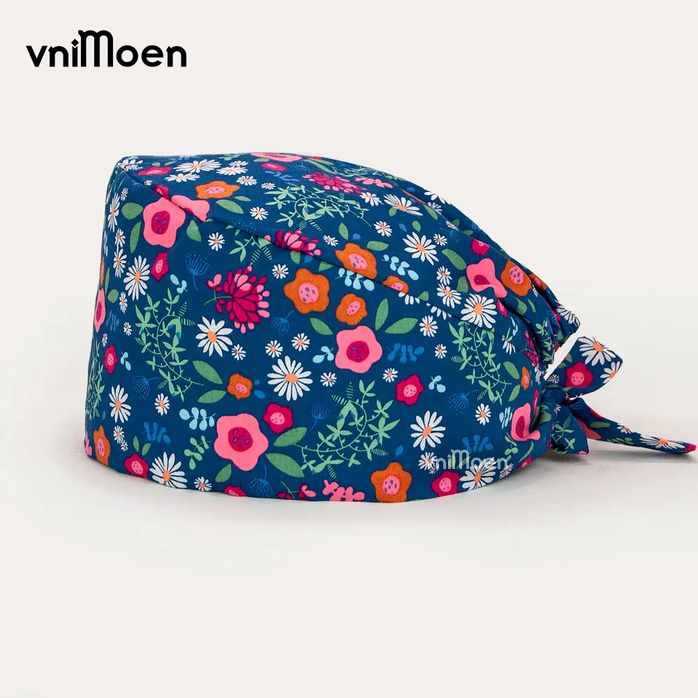 Vnimoen-gorro quirúrgico ajustable Unisex, gorra de enfermera con estampado, serie Azul, precio al por mayor MedSurgery Store For Digital Health