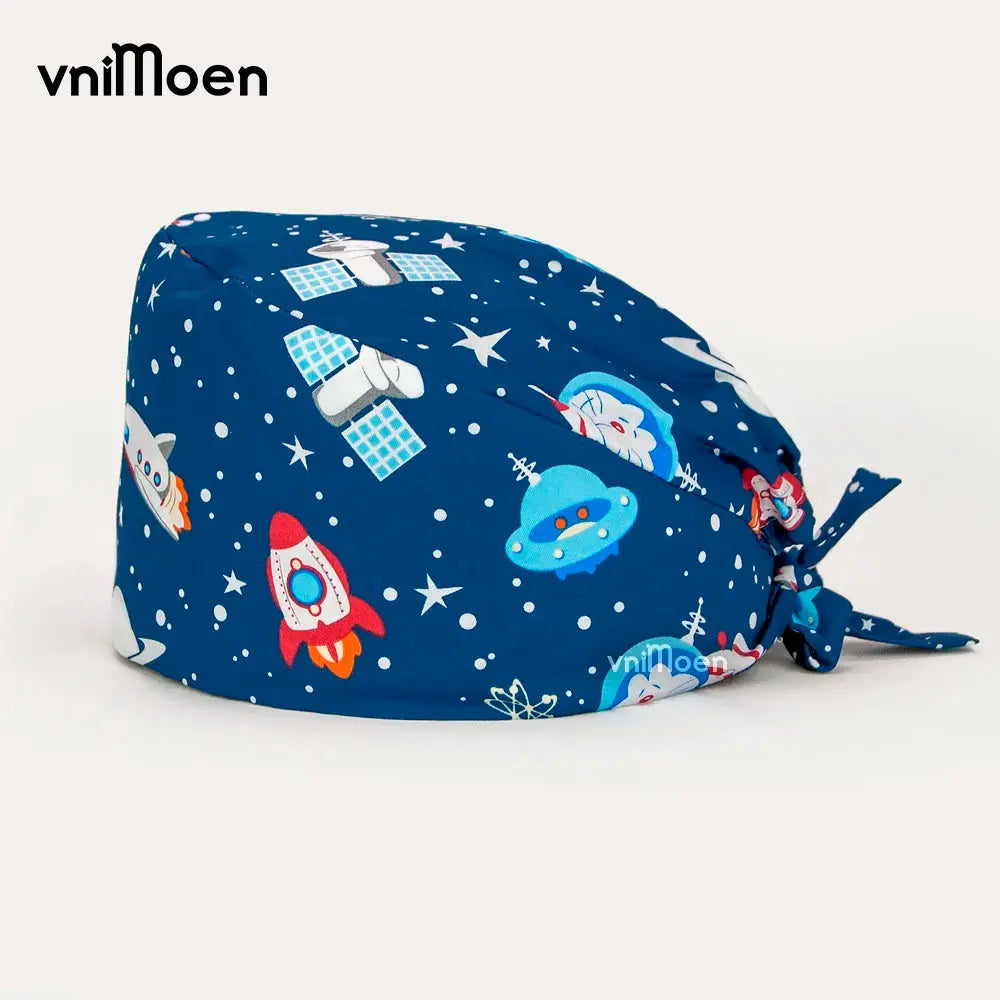 Vnimoen-gorro quirúrgico ajustable Unisex, gorra de enfermera con estampado, serie Azul, precio al por mayor MedSurgery Store For Digital Health