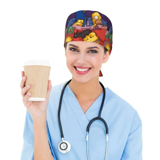 Gorro de trabajo ajustable personalizado con explosión cerebral, gorro quirúrgico de los Simpsons, gorro quirúrgico para enfermería, médico, cirujano, para Chef MedSurgery Store For Digital Health