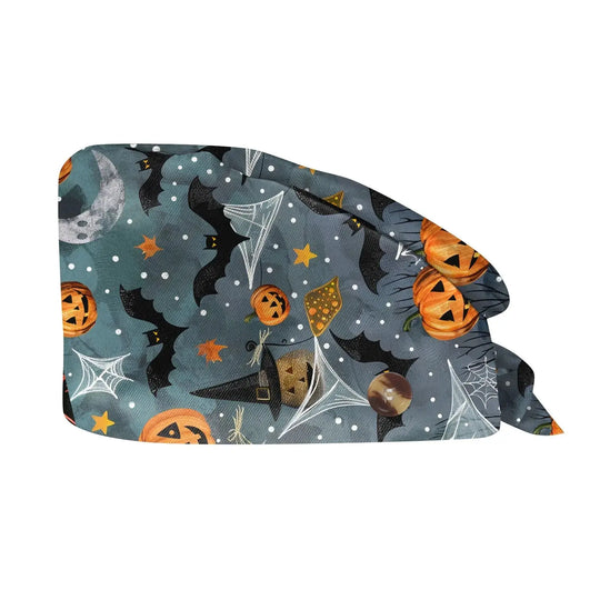 Gorro exfoliante de Halloween, gorro de algodón ajustable con estampado para salón de belleza, cirujano, clínica Dental, gorro de enfermería, gorros quirúrgicos para hombres y mujeres, venta al por mayor MedSurgery Store For Digital Health