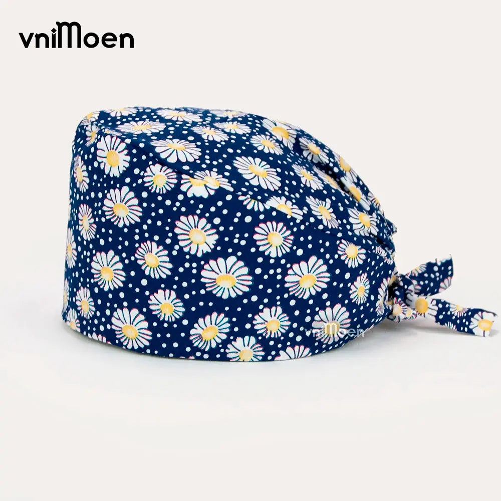 Vnimoen-gorro quirúrgico ajustable Unisex, gorra de enfermera con estampado, serie Azul, precio al por mayor MedSurgery Store For Digital Health