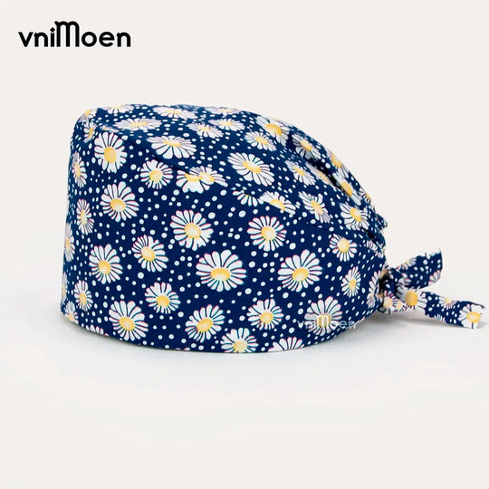 Vnimoen-gorro quirúrgico ajustable Unisex, gorra de enfermera con estampado, serie Azul, precio al por mayor MedSurgery Store For Digital Health
