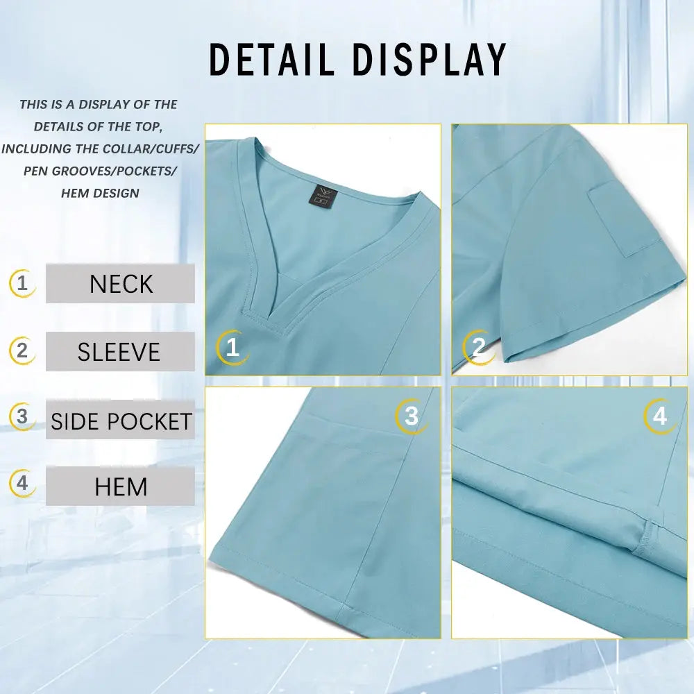Uniformes médicos para mujeres y hombres, dentista, Hospital, bolsillos con cuello en V, Top, pantalones para correr, accesorios de enfermería, ropa de trabajo clínica MedSurgery Store For Digital Health