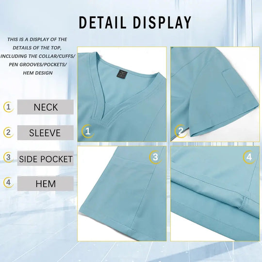 Uniformes médicos para mujeres y hombres, dentista, Hospital, bolsillos con cuello en V, Top, pantalones para correr, accesorios de enfermería, ropa de trabajo clínica MedSurgery Store For Digital Health