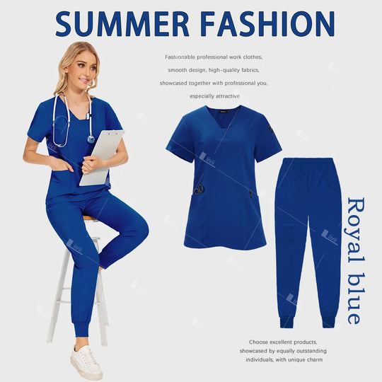 Venta al por mayor de uniformes médicos, traje para correr, conjunto de gomas para médico y enfermera, ropa de trabajo quirúrgica para Hospital, trajes multicolores para mujer