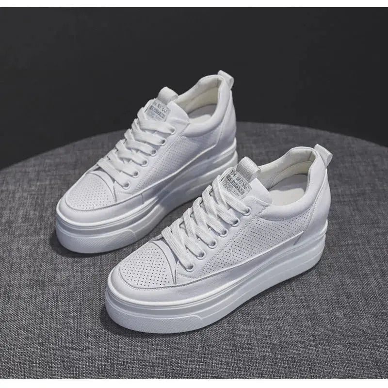 chaussures ete femme  espadrille femme basket femme compensé Zapatillas de deporte informales para mujer, zapatos blancos transpirables y cómodos con tacones de 8CM, plataforma de aumento de altura, Otoño, 2022 MedSurgery Store For Digital Health