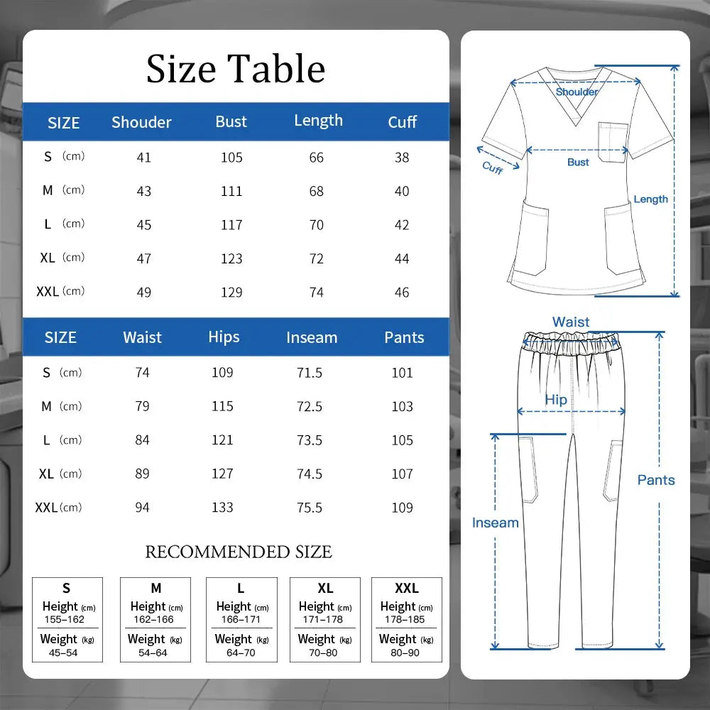 Ropa médica para mujer, uniformes estéticos, conjunto de exfoliantes médicos, ropa de trabajo de esteticista y manicura, trajes de algodón estampados con cuello en V, Unisex MedSurgery Store For Digital Health