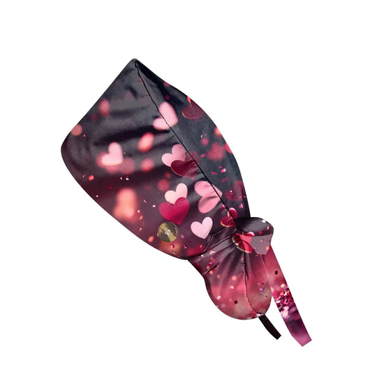 Gorro quirúrgico a prueba de polvo con botón, gorro de trabajo con estampado romántico a la moda, gorro informal con cola de caballo para mujer, gorros de enfermería ajustables MedSurgery Store For Digital Health