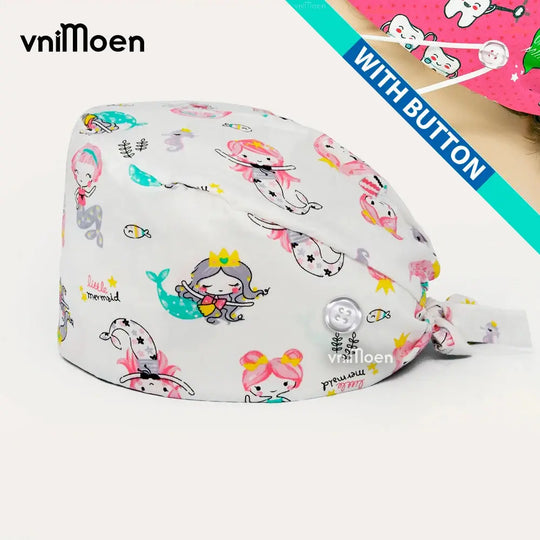 Gorros quirúrgicos médicos para gatos, gorro sanitario Bouffant Floral con banda para el sudor, estampado de dibujos animados, gorros de enfermería MedSurgery Store For Digital Health