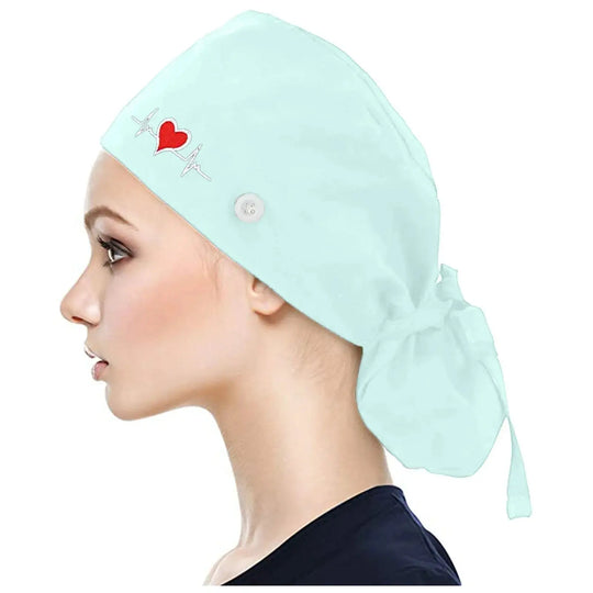 Gorros quirúrgicos ajustables, gorro de trabajo, soporte para cola de caballo, gorros de enfermería Bouffant con botones, turbante de pelo largo, sombreros para mujeres y hombres MedSurgery Store For Digital Health
