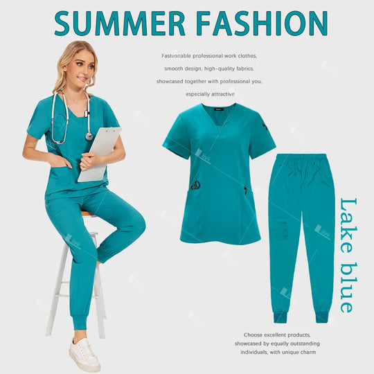 Venta al por mayor de uniformes médicos, traje para correr, conjunto de gomas para médico y enfermera, ropa de trabajo quirúrgica para Hospital, trajes multicolores para mujer