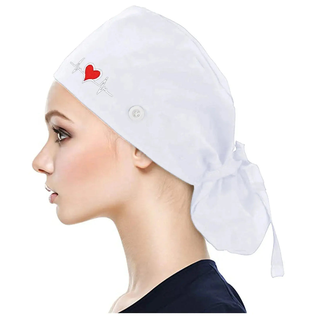 Gorros quirúrgicos ajustables, gorro de trabajo, soporte para cola de caballo, gorros de enfermería Bouffant con botones, turbante de pelo largo, sombreros para mujeres y hombres MedSurgery Store For Digital Health