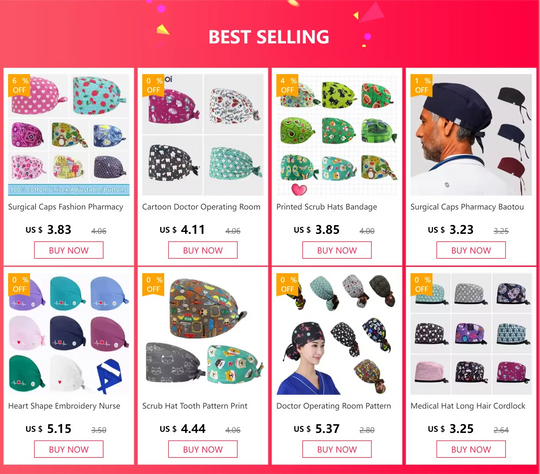 Gorros médicos con estampado de flores para Mujer, gorro quirúrgico de algodón, accesorios médicos MedSurgery Store For Digital Health