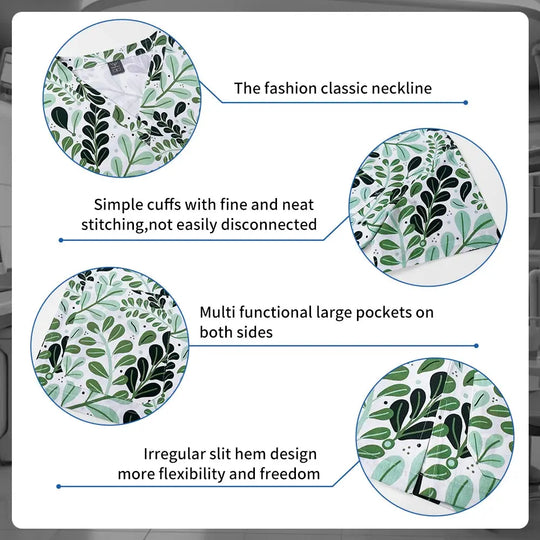 Ropa médica para mujer, uniformes estéticos, conjunto de exfoliantes médicos, ropa de trabajo de esteticista y manicura, trajes de algodón estampados con cuello en V, Unisex MedSurgery Store For Digital Health