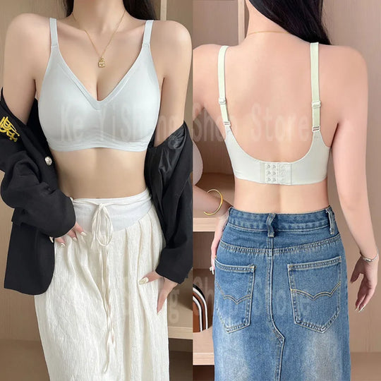 Sujetador sin costuras de pecho pequeño para mujer, push-up de pecho pequeño, cómodo, sin aros, soporte suave, sujetador de pecho cerrado