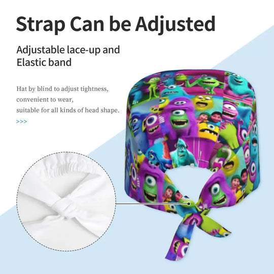 Gorro de trabajo ajustable personalizado con dibujos animados de la Universidad de Monsters, gorro quirúrgico para hombres y mujeres, gorro quirúrgico para enfermería, médico y cirujano MedSurgery Store For Digital Health