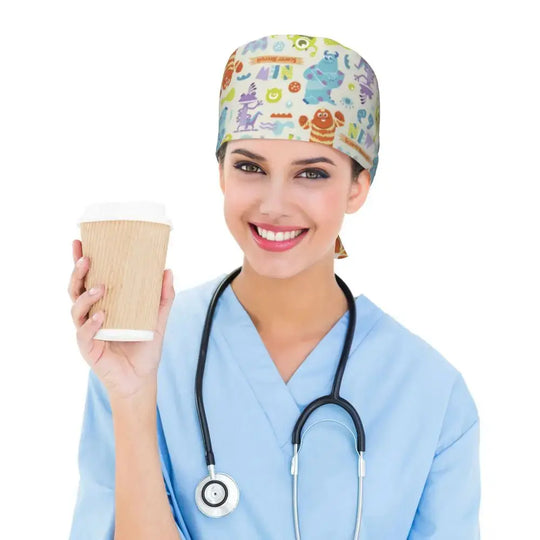 Gorro de trabajo ajustable personalizado con dibujos animados de la Universidad de Monsters, gorro quirúrgico para hombres y mujeres, gorro quirúrgico para enfermería, médico y cirujano MedSurgery Store For Digital Health