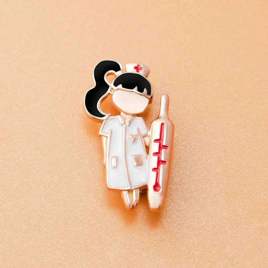Hanreshe lindo enfermera y termómetro broche esmaltado dibujos animados médicos alfileres de médico insignia de solapa regalo de joyería para estudiantes de medicina MedSurgery Store For Digital Health