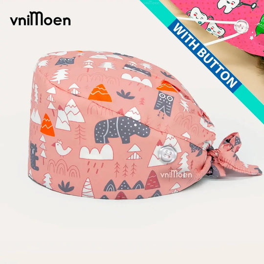 Gorros quirúrgicos médicos para gatos, gorro sanitario Bouffant Floral con banda para el sudor, estampado de dibujos animados, gorros de enfermería MedSurgery Store For Digital Health
