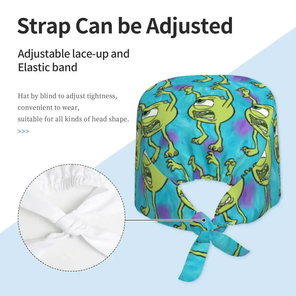 Gorro de trabajo ajustable personalizado con dibujos animados de la Universidad de Monsters, gorro quirúrgico para hombres y mujeres, gorro quirúrgico para enfermería, médico y cirujano MedSurgery Store For Digital Health