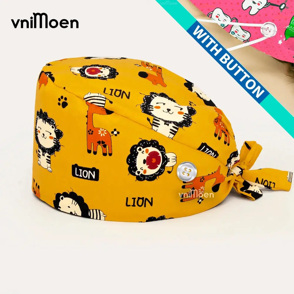 Gorros quirúrgicos médicos para gatos, gorro sanitario Bouffant Floral con banda para el sudor, estampado de dibujos animados, gorros de enfermería MedSurgery Store For Digital Health