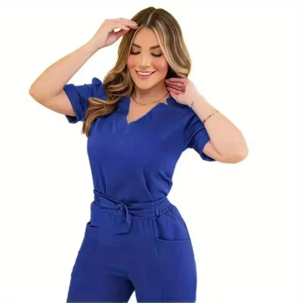 Conjuntos de exfoliantes de manga corta para mujer: exfoliantes de verano, ideales para trabajos de belleza y uso en salas de operaciones CJdropshipping