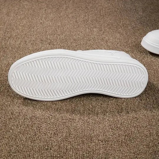 Zapatos blancos para mujer, zapatos planos informales de pizarra blanca con cordones, zapatillas para caminar de cuero PU, suela gruesa, moda de lujo para actividades al aire libre MedSurgery Store For Digital Health