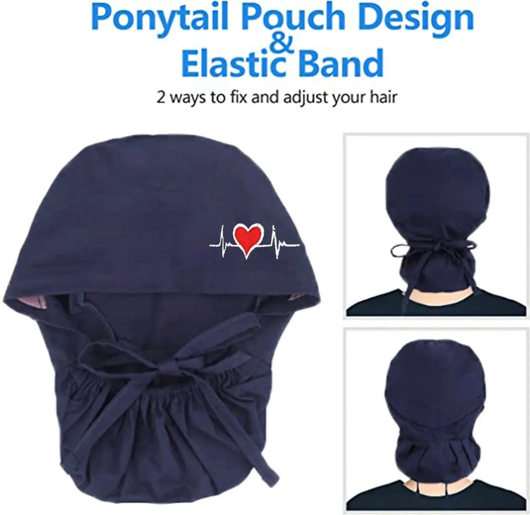 Gorros quirúrgicos ajustables, gorro de trabajo, soporte para cola de caballo, gorros de enfermería Bouffant con botones, turbante de pelo largo, sombreros para mujeres y hombres MedSurgery Store For Digital Health
