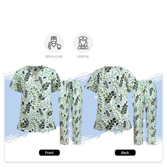 Ropa médica para mujer, uniformes estéticos, conjunto de exfoliantes médicos, ropa de trabajo de esteticista y manicura, trajes de algodón estampados con cuello en V, Unisex MedSurgery Store For Digital Health