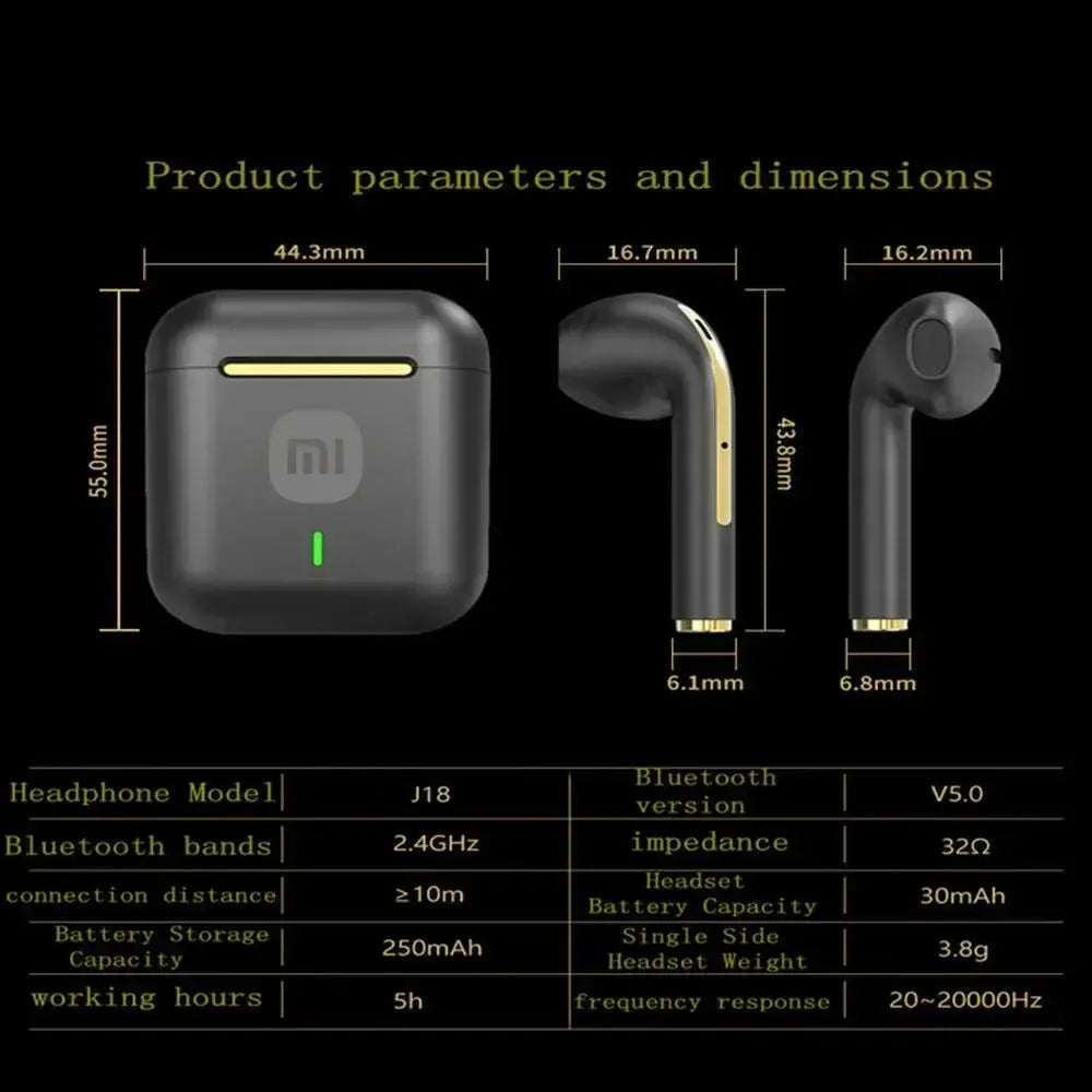 XIAOMI J18 Auricular inalámbrico verdadero Auriculares con cancelación de ruido Juego estéreo HiFI con micrófono ﻿ Auriculares intrauditivos TWS auriculares impermeables MedSurgery Store For Digital Health