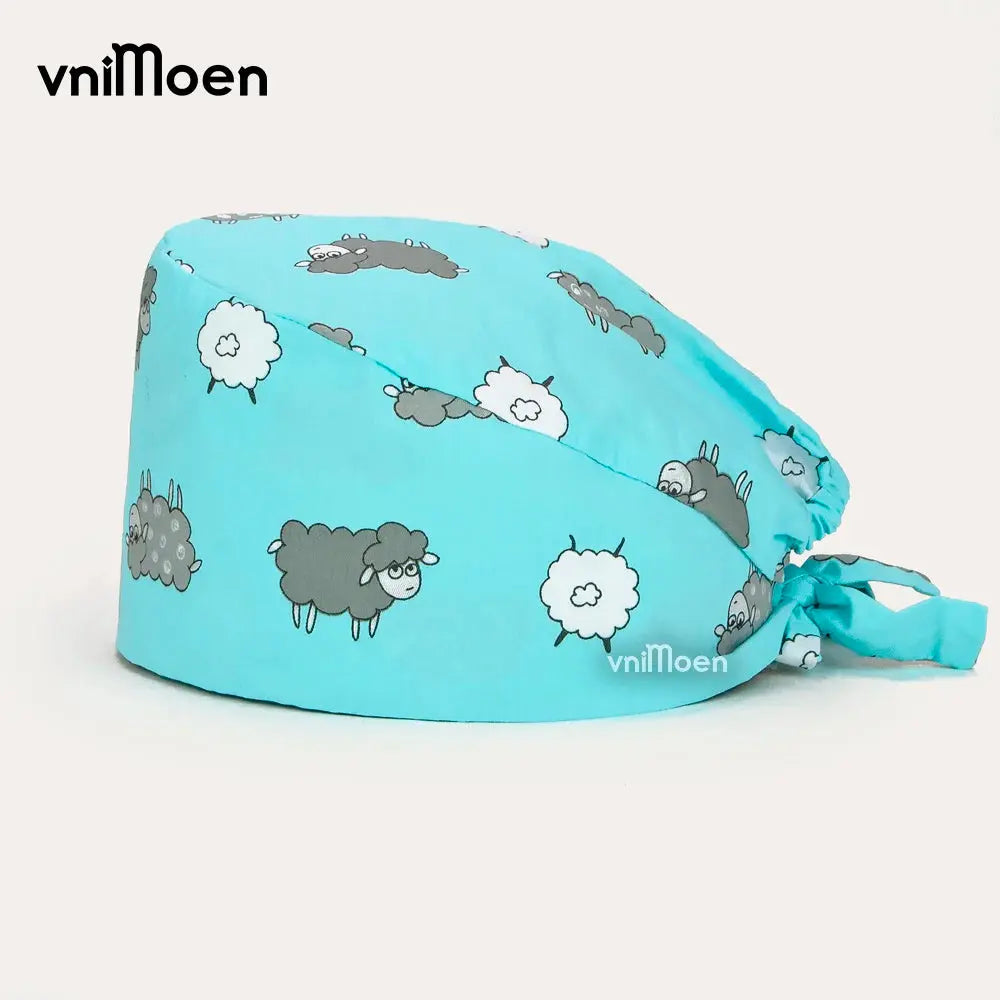 Vnimoen-gorro quirúrgico ajustable Unisex, gorra de enfermera con estampado, serie Azul, precio al por mayor MedSurgery Store For Digital Health