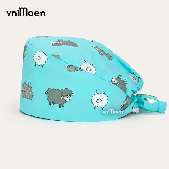 Vnimoen-gorro quirúrgico ajustable Unisex, gorra de enfermera con estampado, serie Azul, precio al por mayor MedSurgery Store For Digital Health