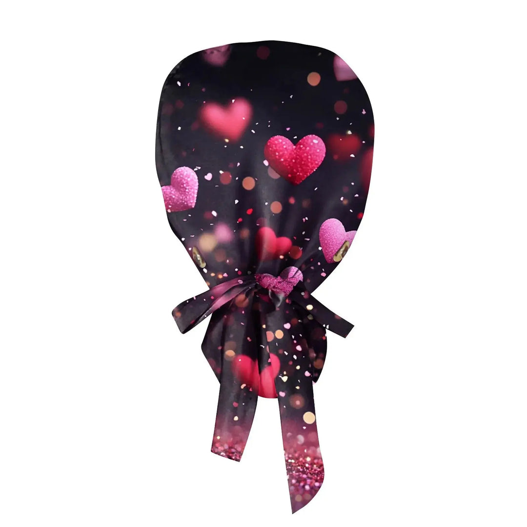 Gorro quirúrgico a prueba de polvo con botón, gorro de trabajo con estampado romántico a la moda, gorro informal con cola de caballo para mujer, gorros de enfermería ajustables MedSurgery Store For Digital Health