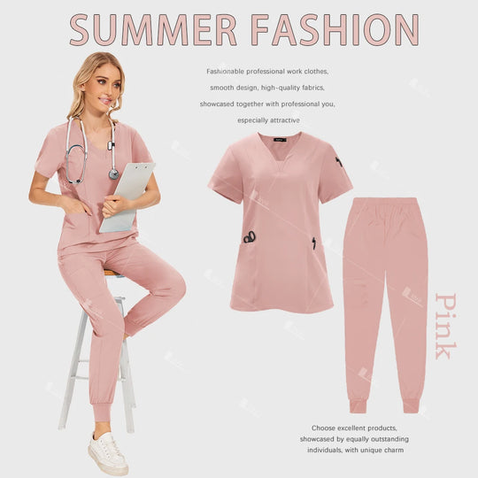 Venta al por mayor de uniformes médicos, traje para correr, conjunto de gomas para médico y enfermera, ropa de trabajo quirúrgica para Hospital, trajes multicolores para mujer