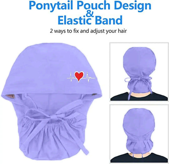 Gorros quirúrgicos ajustables, gorro de trabajo, soporte para cola de caballo, gorros de enfermería Bouffant con botones, turbante de pelo largo, sombreros para mujeres y hombres MedSurgery Store For Digital Health
