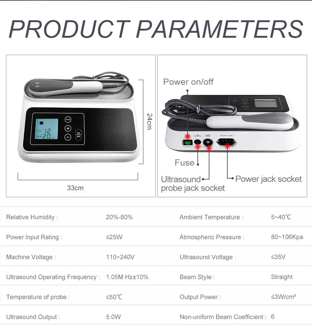 Dispositivo terapéutico de fisioterapia de 5W, 1,05 MHz, dolor muscular, cuidado de la salud corporal, máquina de terapia por ultrasonido MedSurgery Store For Digital Health
