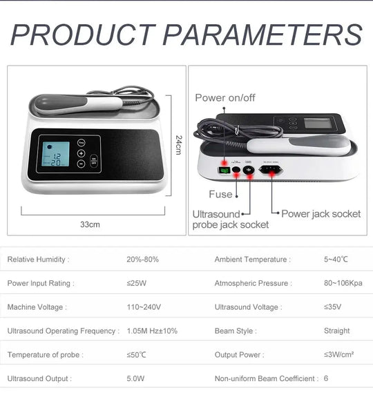 Dispositivo terapéutico de fisioterapia de 5W, 1,05 MHz, dolor muscular, cuidado de la salud corporal, máquina de terapia por ultrasonido MedSurgery Store For Digital Health