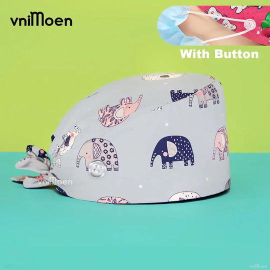 Gorros quirúrgicos médicos para gatos, gorro sanitario Bouffant Floral con banda para el sudor, estampado de dibujos animados, gorros de enfermería MedSurgery Store For Digital Health