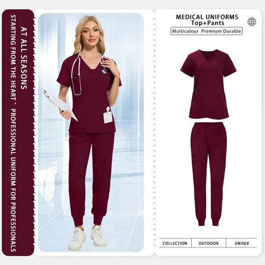Uniformes médicos para mujeres y hombres, dentista, Hospital, bolsillos con cuello en V, Top, pantalones para correr, accesorios de enfermería, ropa de trabajo clínica MedSurgery Store For Digital Health