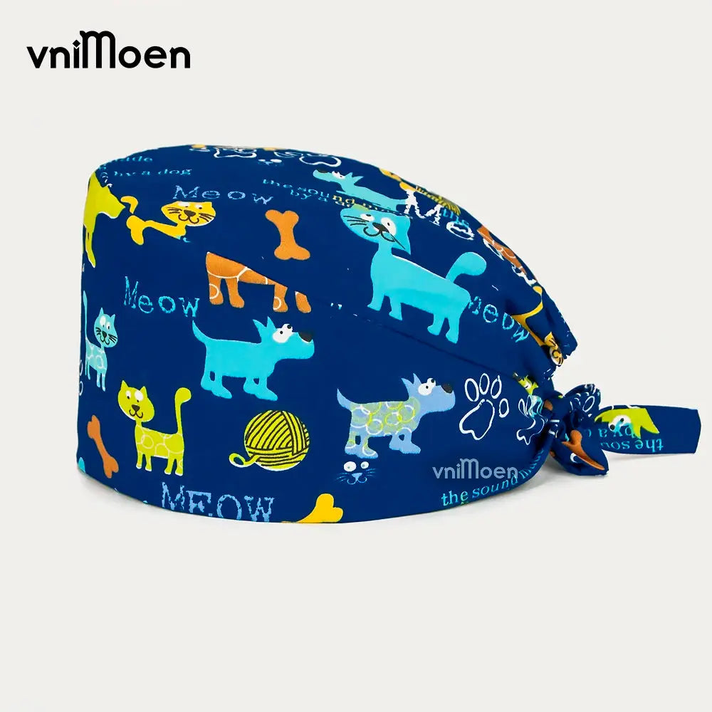 Vnimoen-gorro quirúrgico ajustable Unisex, gorra de enfermera con estampado, serie Azul, precio al por mayor MedSurgery Store For Digital Health