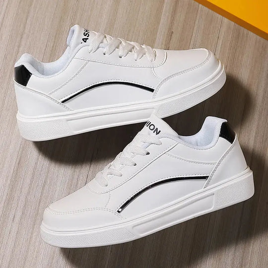 Zapatos blancos para mujer, zapatos planos informales de pizarra blanca con cordones, zapatillas para caminar de cuero PU, suela gruesa, moda de lujo para actividades al aire libre MedSurgery Store For Digital Health