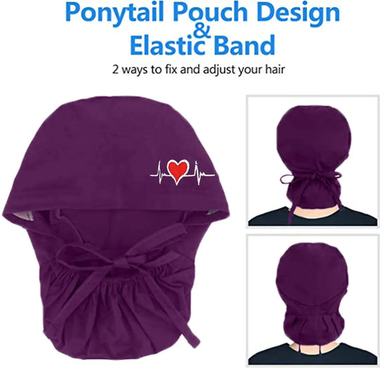 Gorros quirúrgicos ajustables, gorro de trabajo, soporte para cola de caballo, gorros de enfermería Bouffant con botones, turbante de pelo largo, sombreros para mujeres y hombres MedSurgery Store For Digital Health