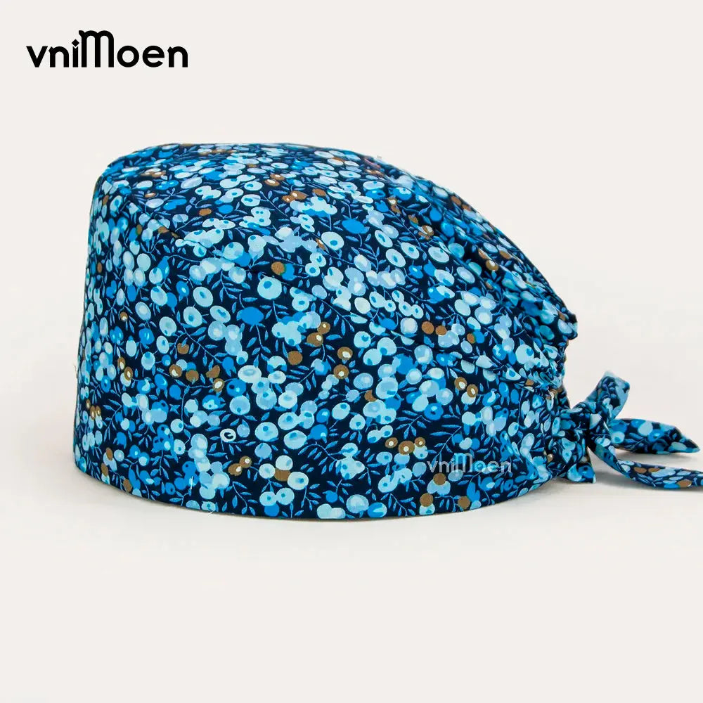 Vnimoen-gorro quirúrgico ajustable Unisex, gorra de enfermera con estampado, serie Azul, precio al por mayor MedSurgery Store For Digital Health