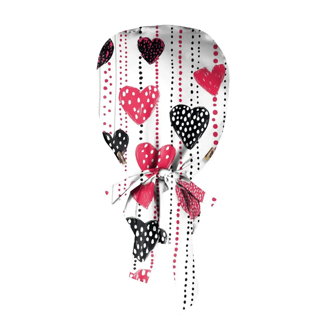 Gorro quirúrgico a prueba de polvo con botón, gorro de trabajo con estampado romántico a la moda, gorro informal con cola de caballo para mujer, gorros de enfermería ajustables MedSurgery Store For Digital Health