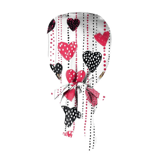 Gorro quirúrgico a prueba de polvo con botón, gorro de trabajo con estampado romántico a la moda, gorro informal con cola de caballo para mujer, gorros de enfermería ajustables MedSurgery Store For Digital Health