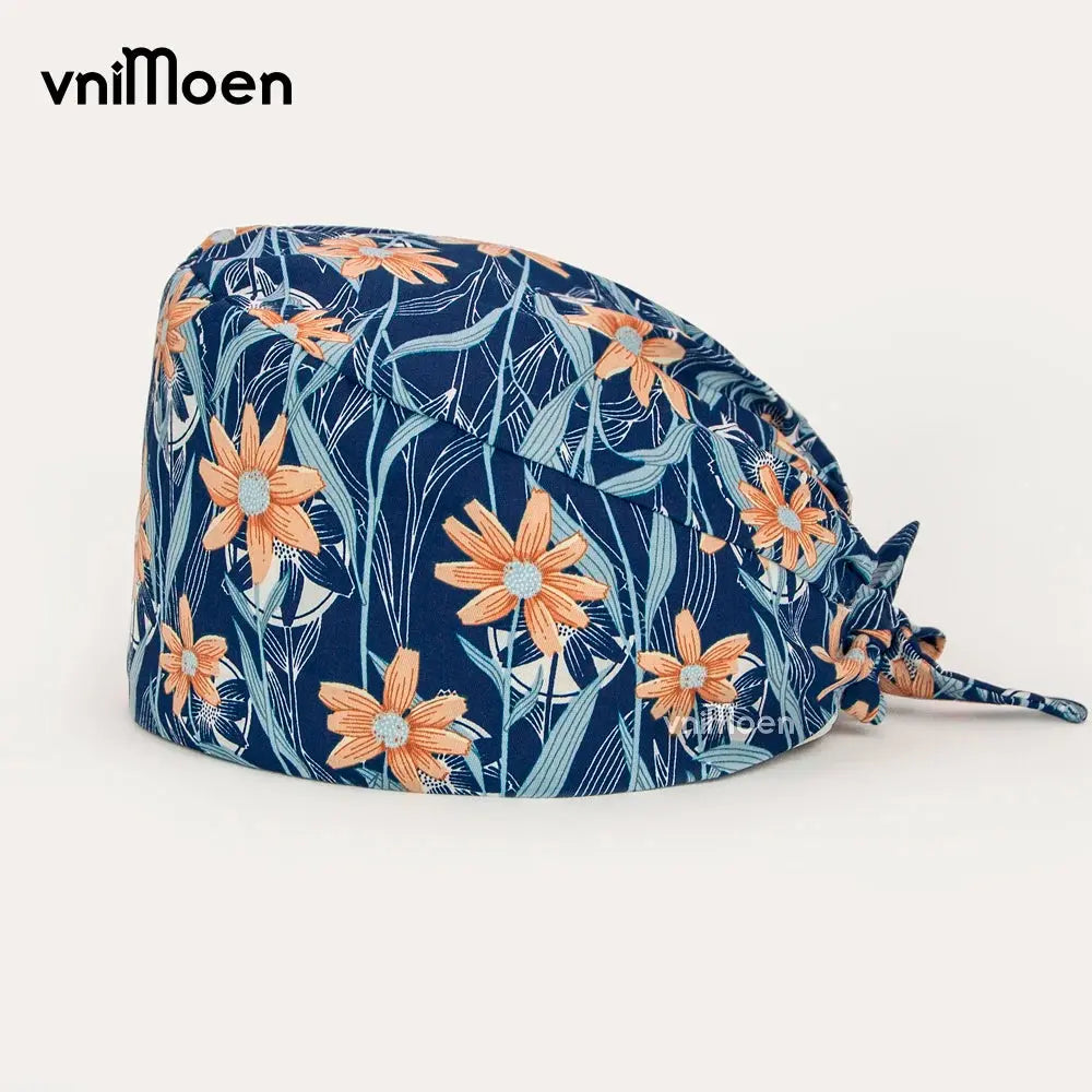 Vnimoen-gorro quirúrgico ajustable Unisex, gorra de enfermera con estampado, serie Azul, precio al por mayor MedSurgery Store For Digital Health