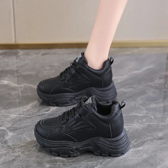 Zapatillas de deporte con plataforma blanca para mujer, zapatos vulcanizados con cordones y parte inferior gruesa, de cuero Pu, transpirables, primavera 2024 MedSurgery Store For Digital Health